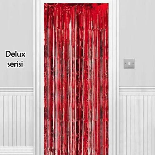 Kırmızı Işıltılı Duvar Kapı Perdesi Arka Fon 90x200 cm